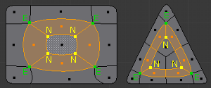 ejemplos de bucles circulares de 3 y 4 esquinas
